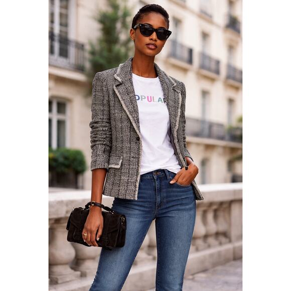 Isabel Marant Jackets & Blazers - Isabel Marant Étoile Black White Tweed Blazer Jacket Wool Linen Size 38